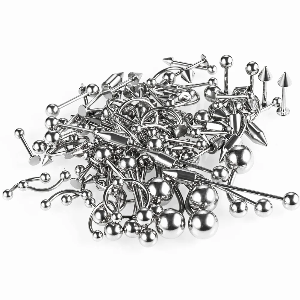 1 مجموعة من ترصيع الأنف مجوهرات حلقة ثقب الشفاه Labret البطن خاتم على شكل زر المقاوم للصدأ زخرفة الجسم لولائم الحفلات #2