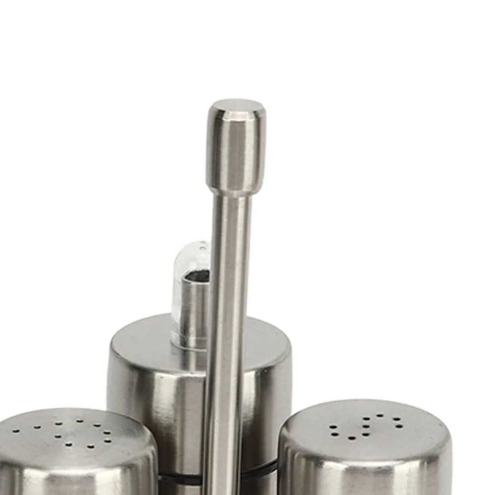 Set of 4 304 Stainless Steel Seasoning Bottle Set Removable Refillable Oil Vinegar Dispensers Large Capacity with Base Stand