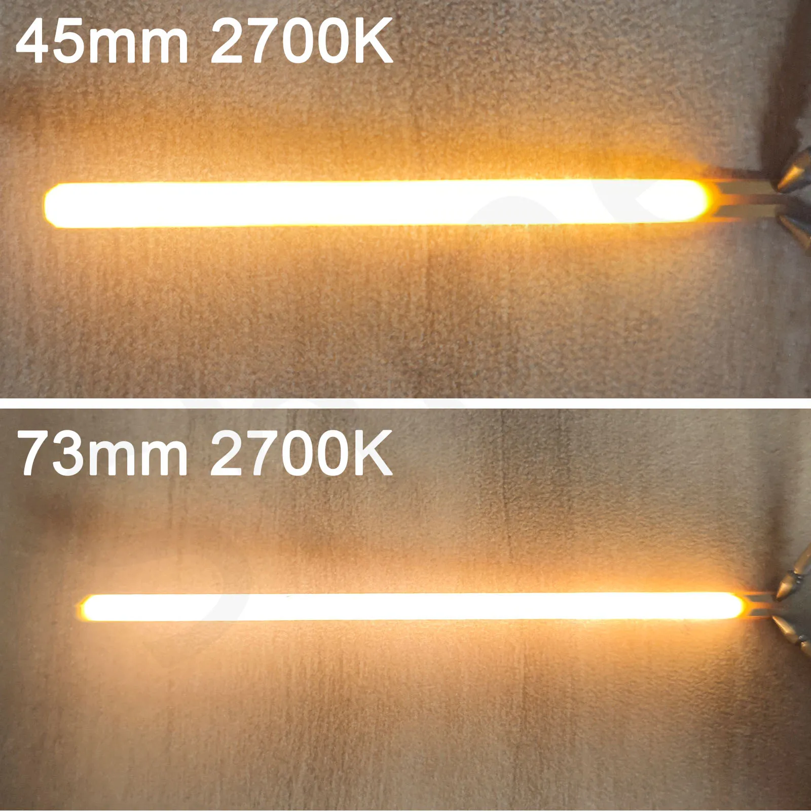 LED Filament DC 3V 45mm 73mm LED COB Edison Retro Bulb Lamp Parts Warm White Diode +- Electrodes in the Same Direction DIY