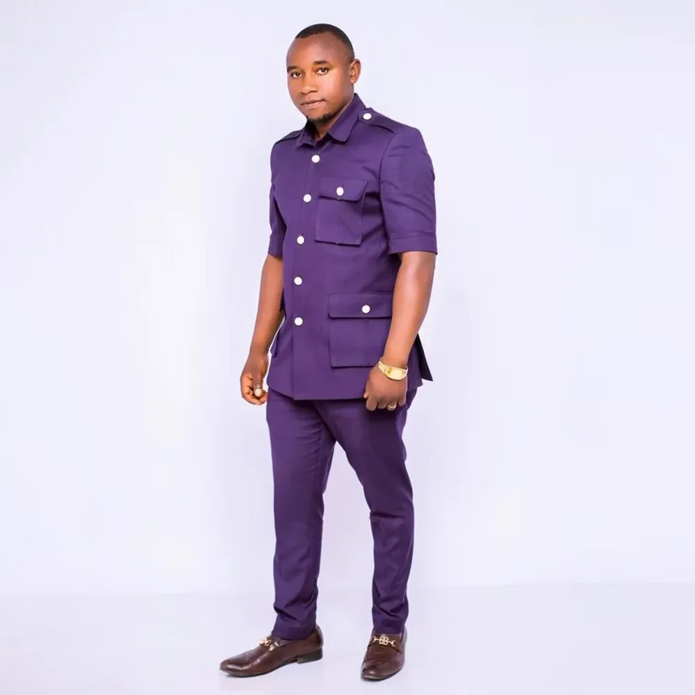 

Formal Purple Men's Suits Luxury Male Clothing High Quality Daily 2 Piece Jacket Pants Full Sets Bespoke Back Vent Costume