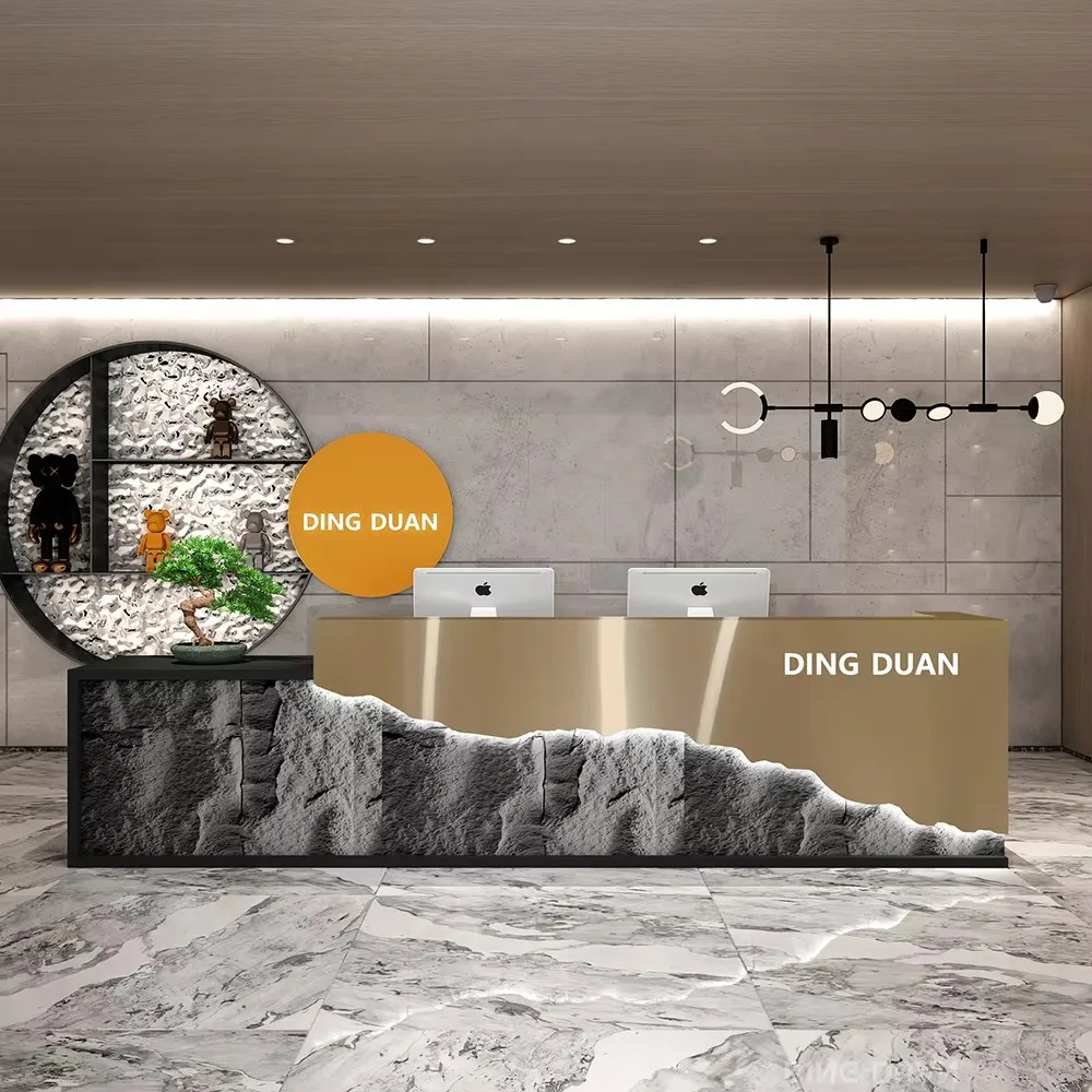 

Fashion Elegant Bar Counter Cabinet Modern Elegant Luxury Unique Reception Desks Delicacy Simple Mostrador Commercial Furniture