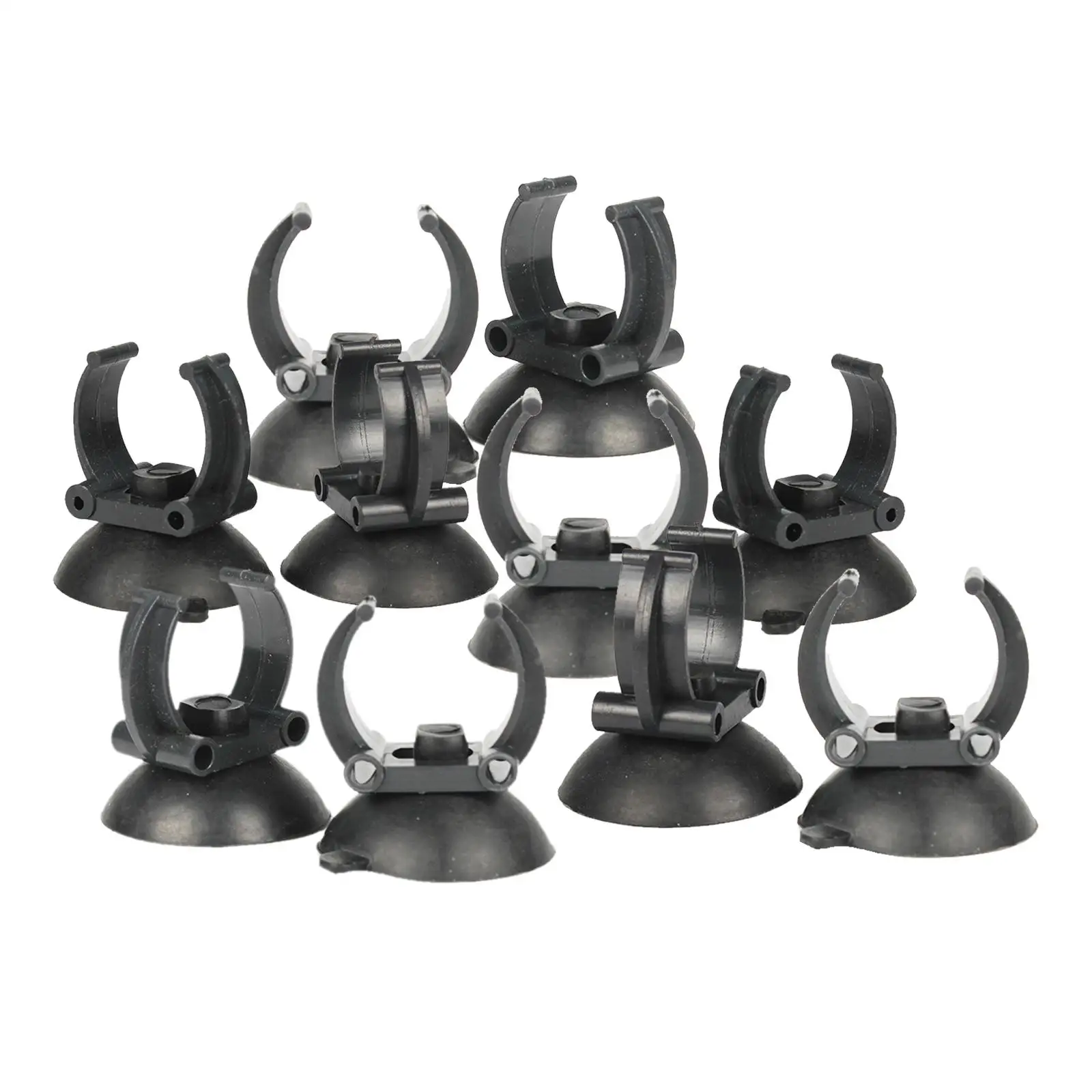 10Pcs Fish Tank Aquarium Suction Cups Heater Tube Holder Clamps Clips Aquarium Light Suction Clips 35mm Diameter, Black