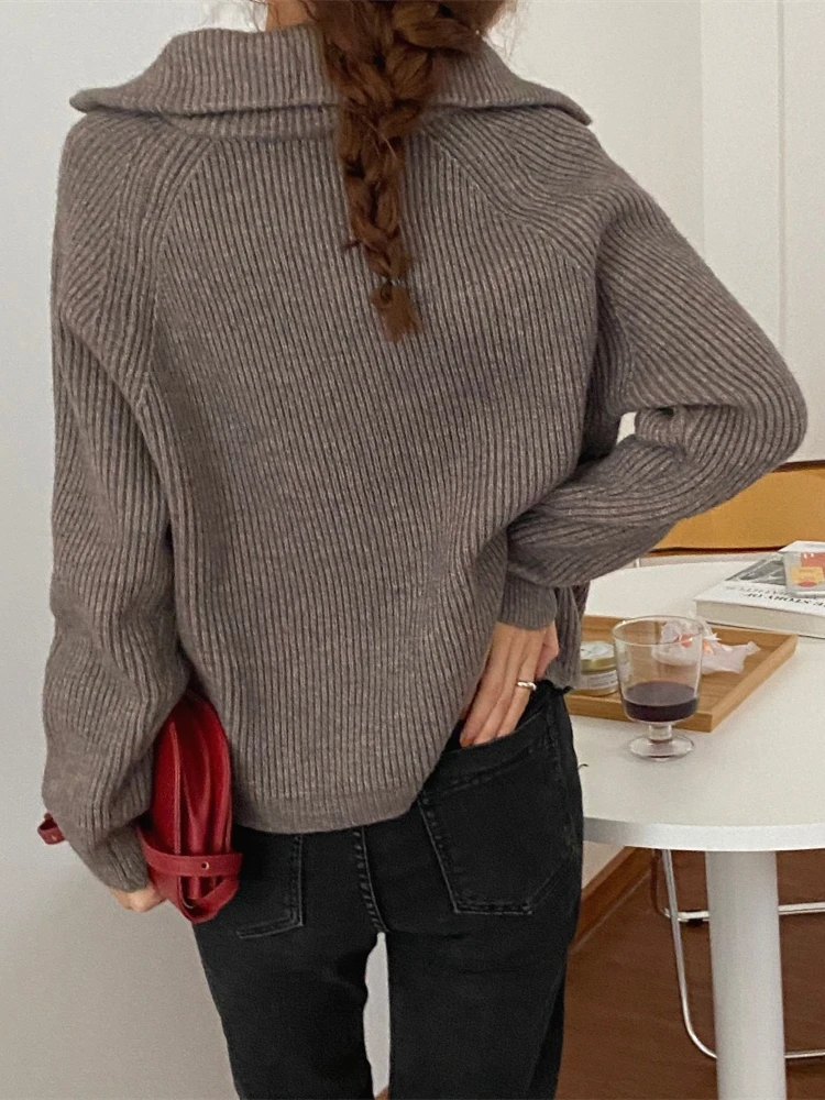 Alien Kitty OL Outwear Tops Solid Sweater Women 2023 New Autumn Winter Elegant Lapel Thick Warm Knitted Cardigan Female Sweaters