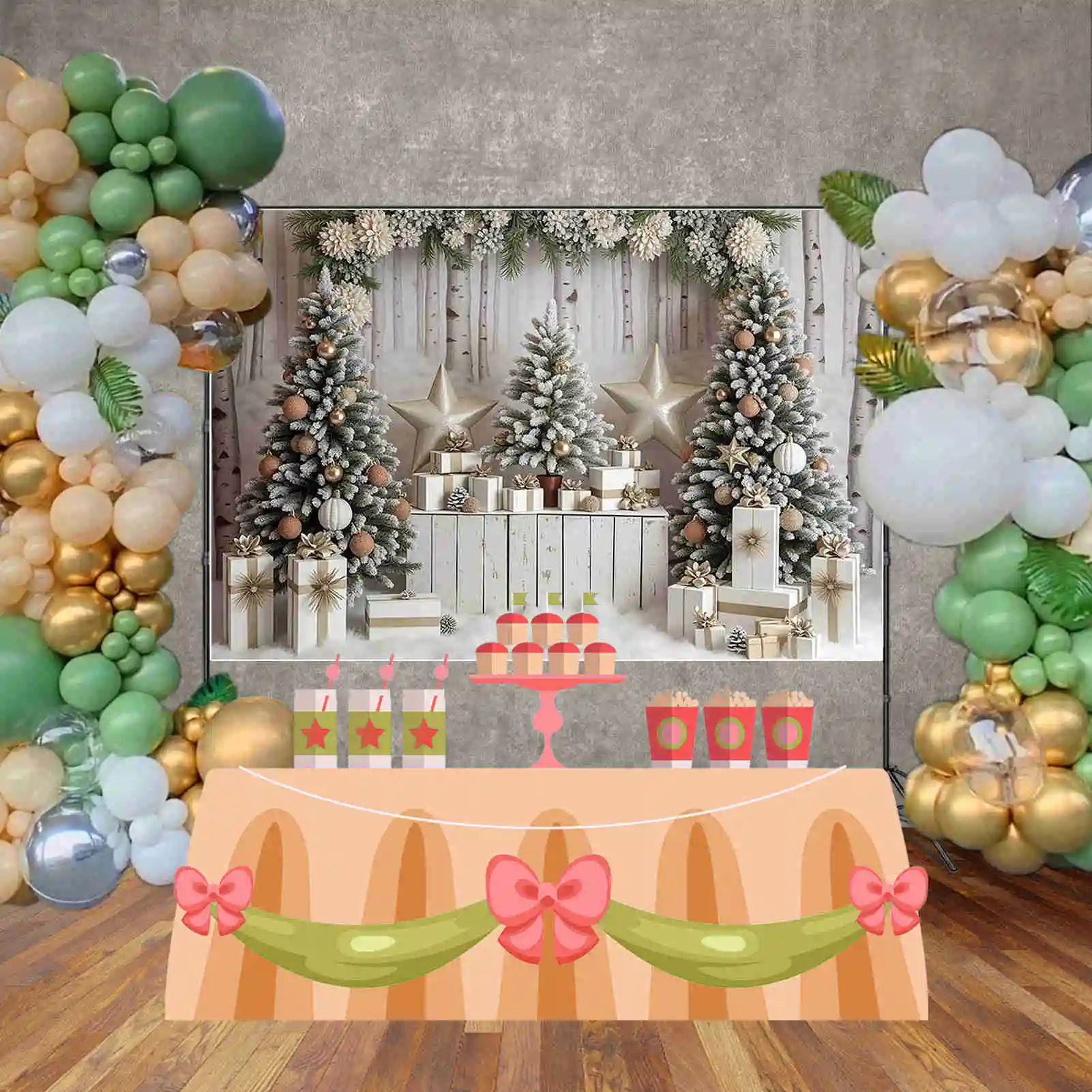 MOON.QG 크리스마스 2025 사진 배경, 크리스마스 나무 상자, 포토존 배경, 베이비 스튜디오 포토부스 용품, 홈 데코
