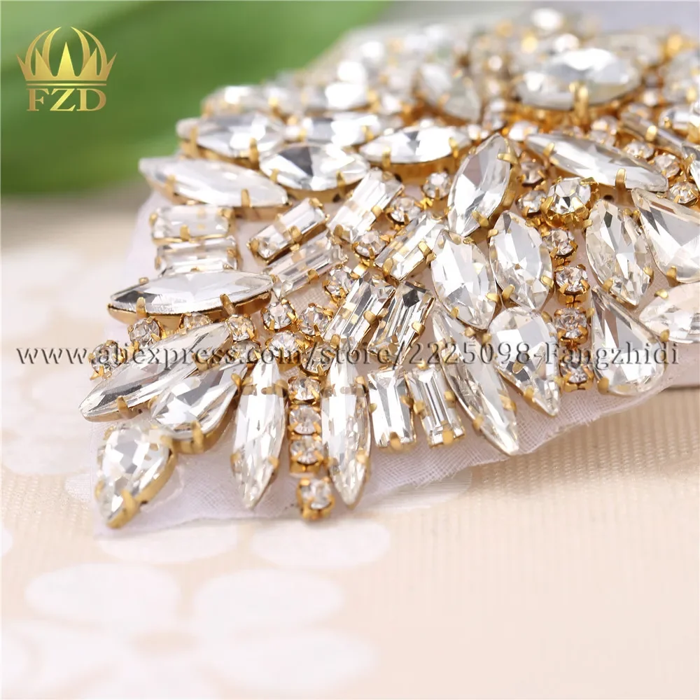 FZD 1 PC Rhinestone Patches Sew on Crystal Rhinestone Stones and Crystals Sewing Rhinestones for Wedding Clothes Evening Dress