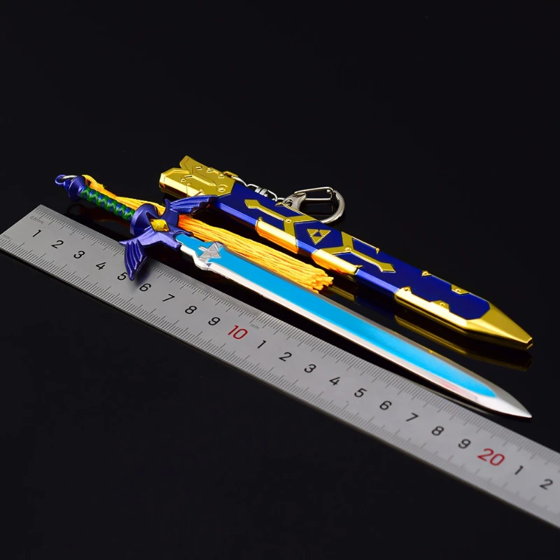 22cm/8.66in Link Master Sword keychain With Scabbard Tears of the Kingdom Game Peripheral Cosplay Sword Weapon Models Toys Gifts