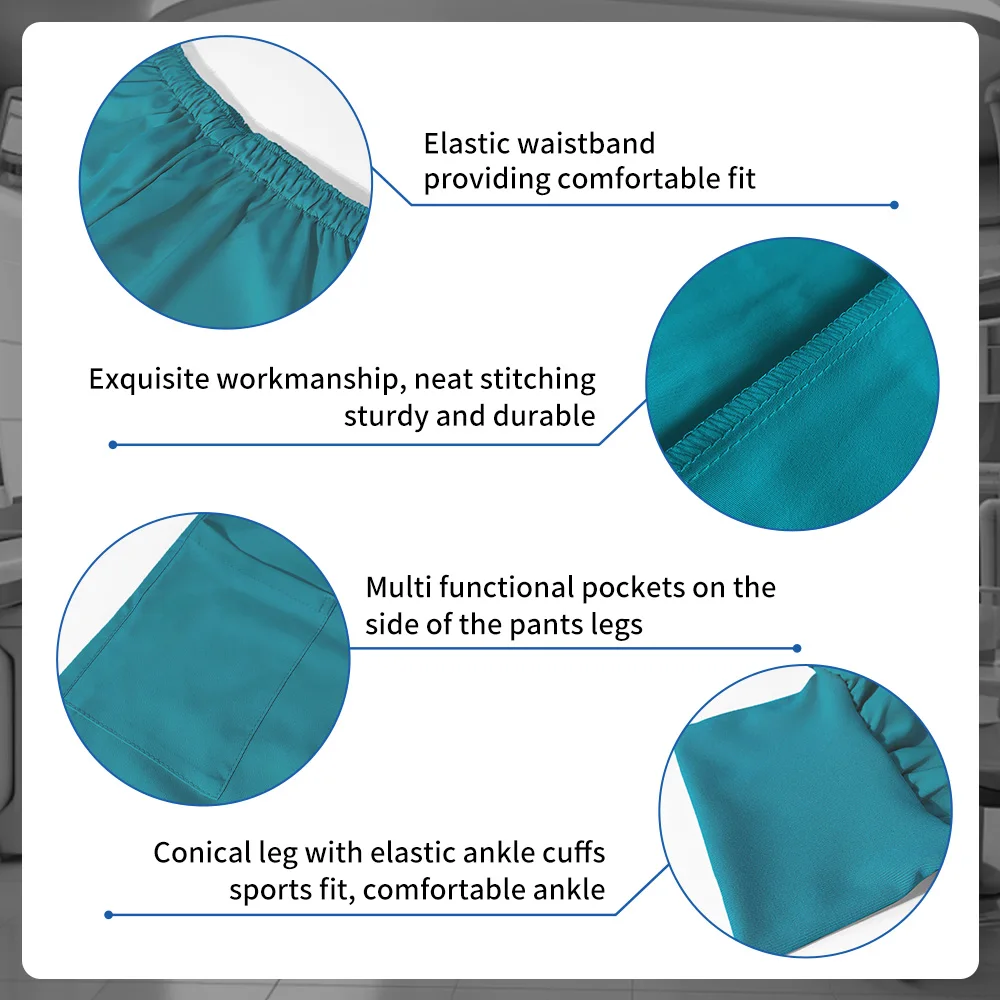 2 Stuks Verpleegster Uniformen Vrouwen Mannen Korte Mouwen V-hals Tops + Joggingbroek Scrubs Pakken Effen Kleur Ziekenhuis Arts werken Uniform