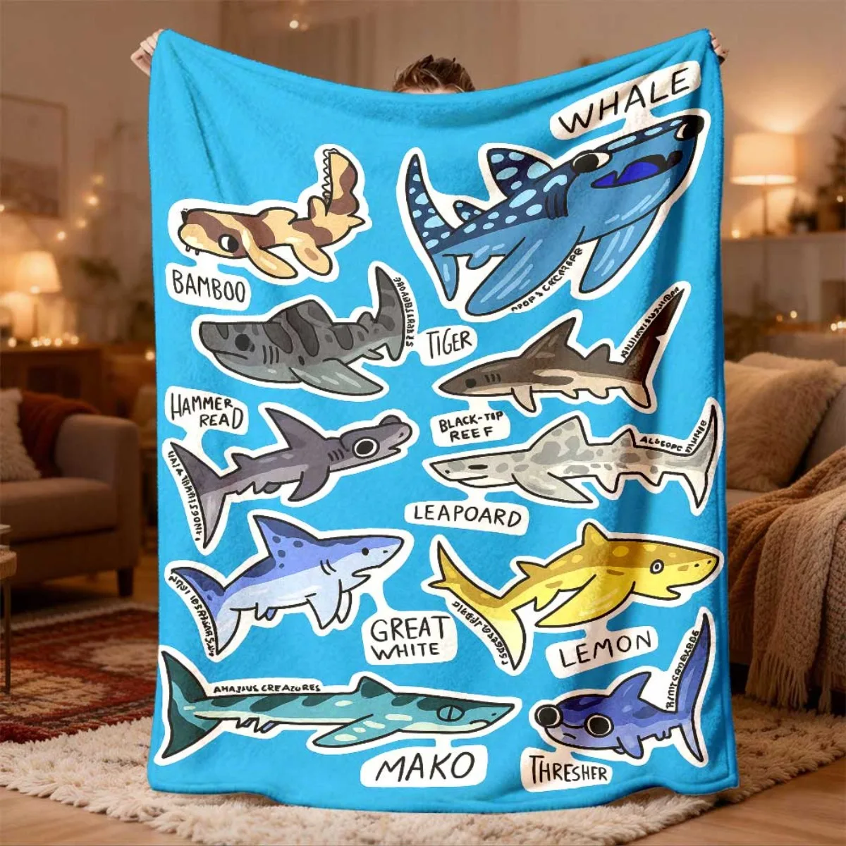 Cute Ocean Animals Throw Blanket for Kids Nursery Decor Beach Theme Plush Throw for Baby Shower Gift