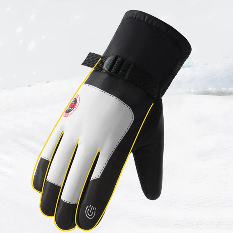 Gants de ski en velours épais pour couples, mitaines de motoneige, imperméables, extérieur, chaleur, degré froid, hiver