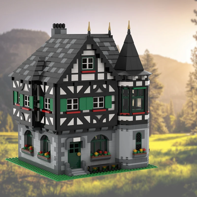 2462PCS European Medieval Street View MOC modular Timbered house model DIY creative ideas ChildToy birthday Gift building Blocks