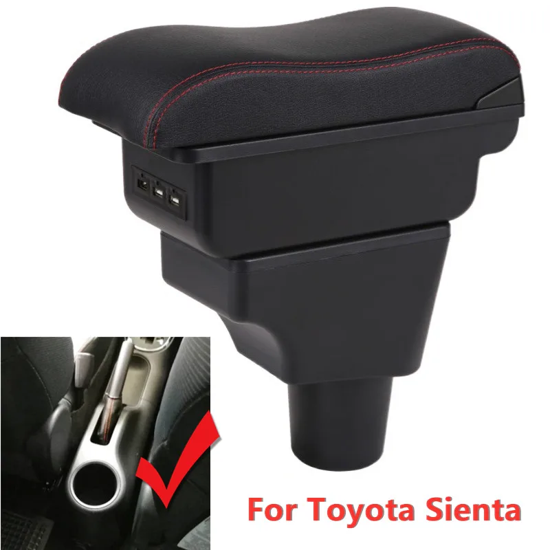 For Toyota Sienta Armrest Box Car Styling Decoration Central Store Content USB Interface Box Large Space Accessories