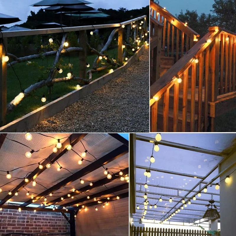 Solar Globe Bulb String Lights Outdoor Connectable Valentine Christmas Holiday EU US Plug  Garland Fairy  Lights Cafe Decoration