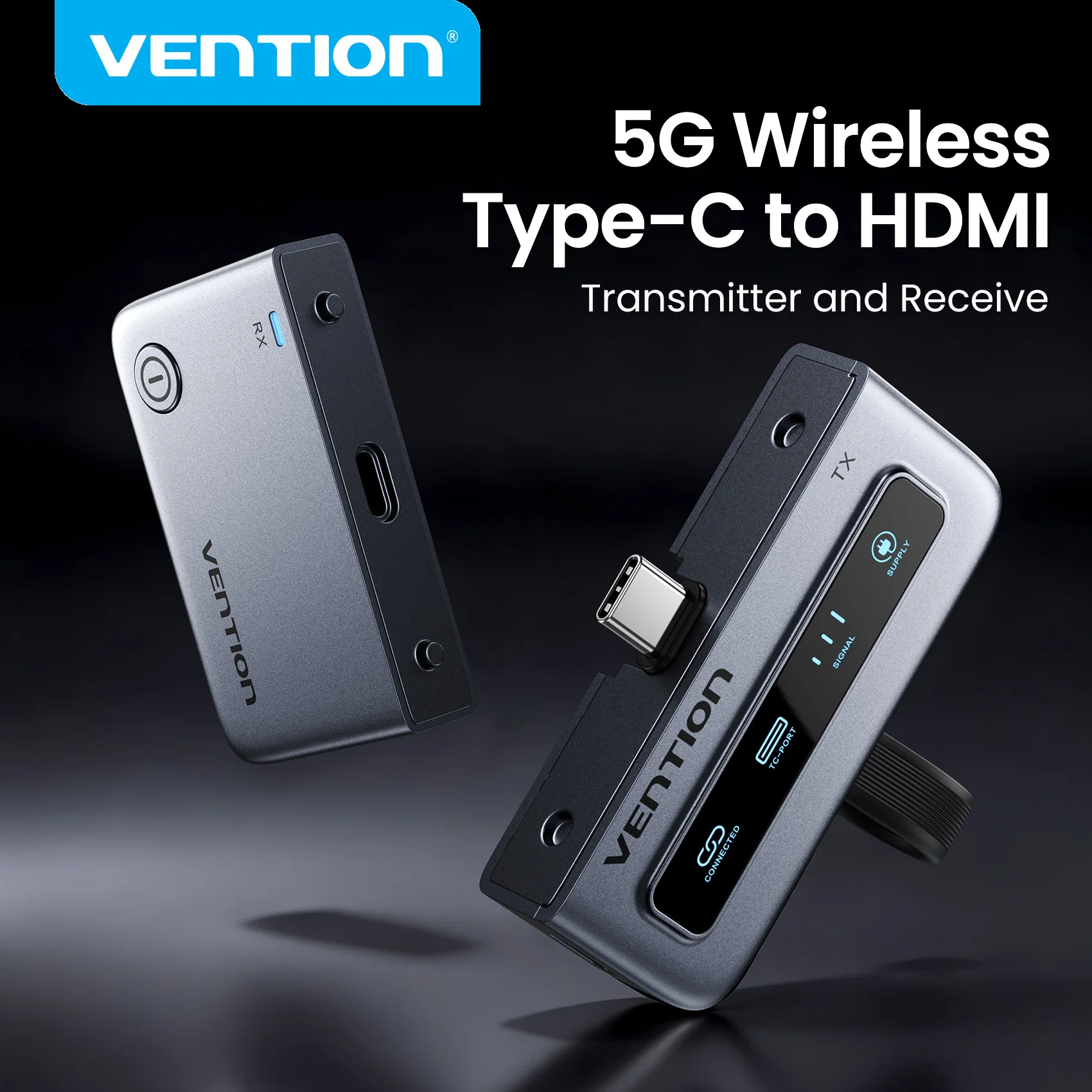 Vention 50M Kabelloser HDMI-Sender und -Empfänger Plug & Play Extender-Kit 1080P@60Hz HD-Videoanzeige für PC, Laptop und Projektor