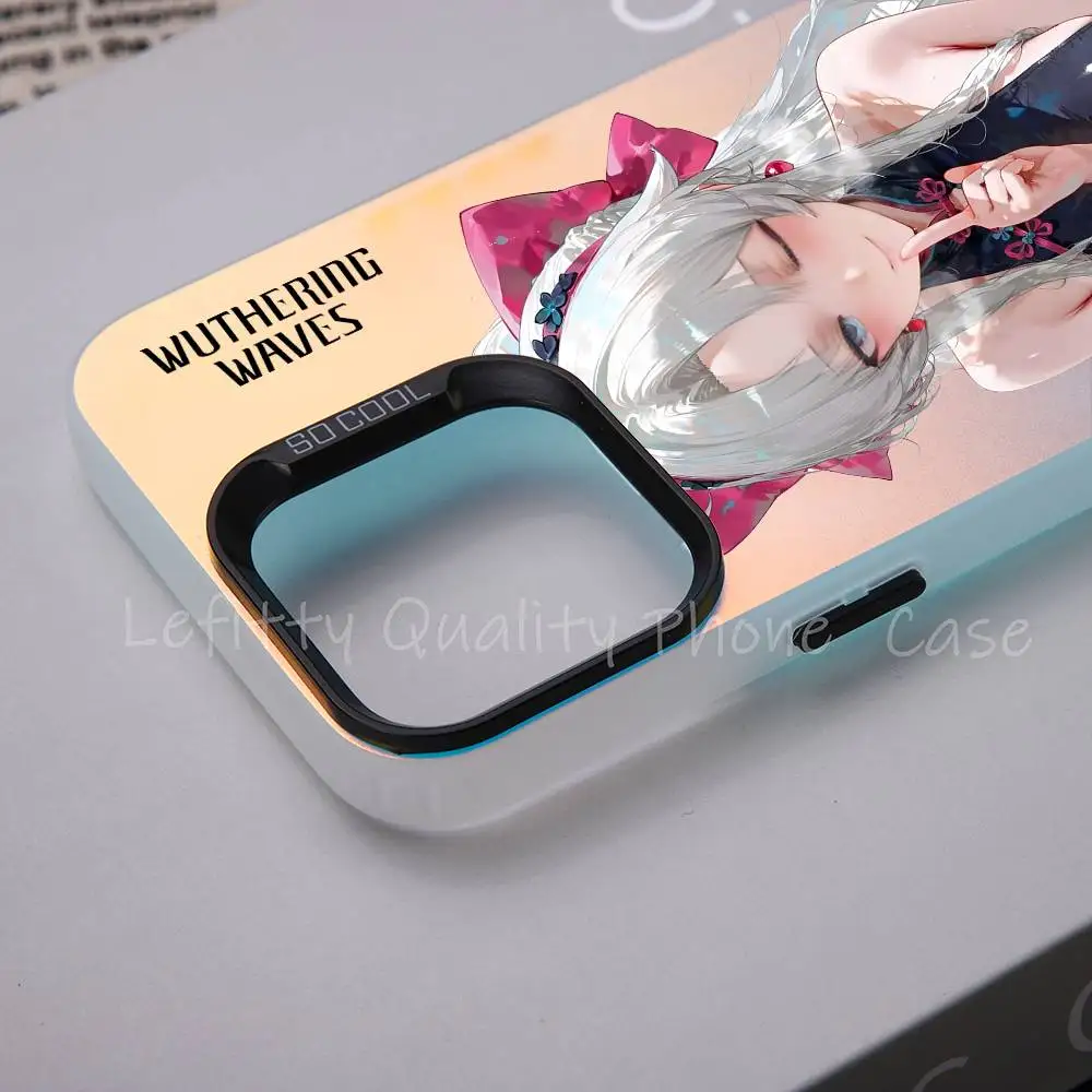 Casing HP Carlotta Cute Wuthering Waves untuk iPhone 16 15 14 13 12 11 Pro Max Matte Aurora Multicolor Laser Gradient Funda