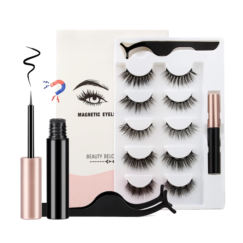 4/5/10 Pairs Magnetic Eyelash Set Fluffy 3D Mink Lashes Natural Long Magnetic False Eyelashes Reusable Lash Extension Makeup Kit