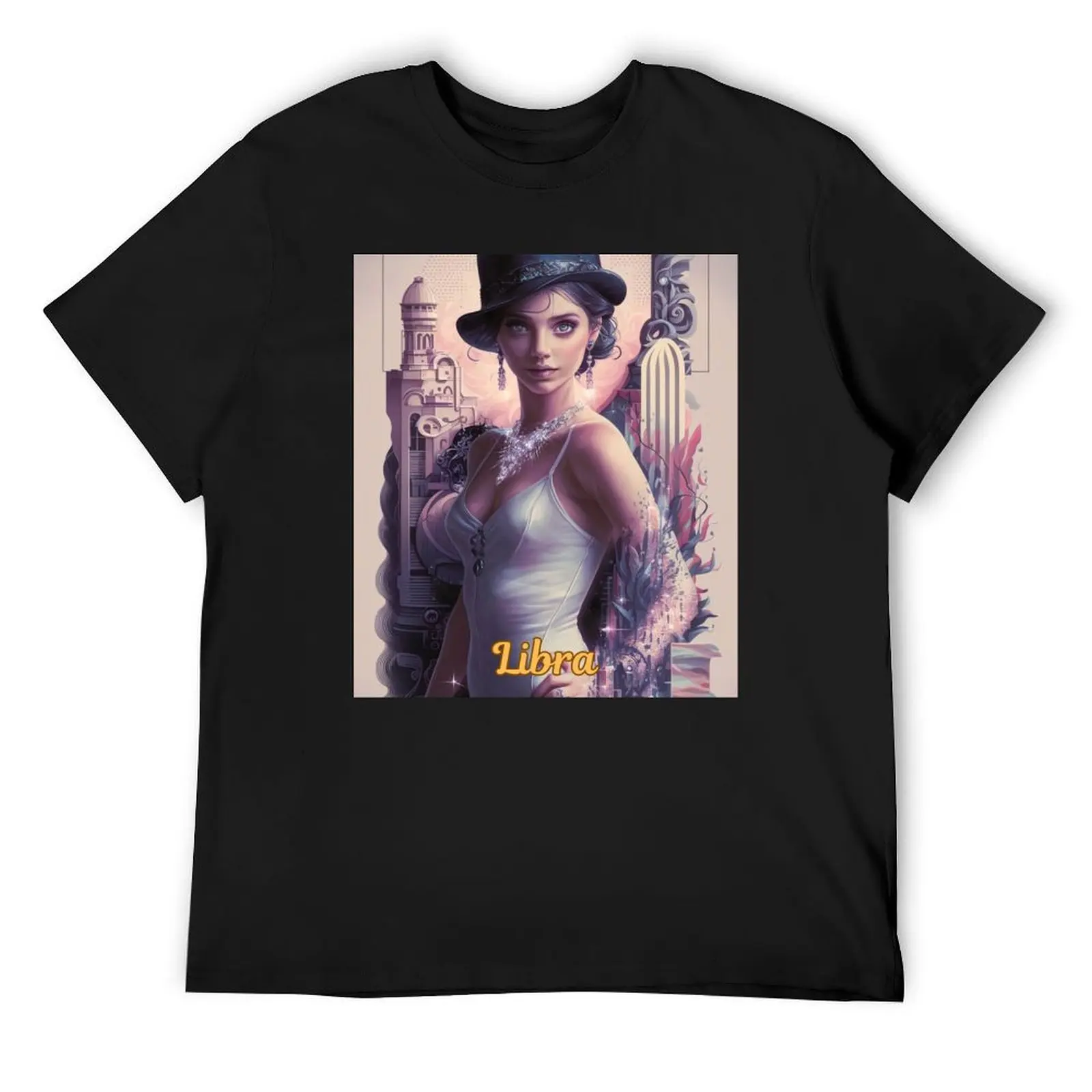 

Libra Zodiac, whimsical lady, libra girl sexy T-Shirt oversized graphic tee sweat designer shirts sublime men clothes