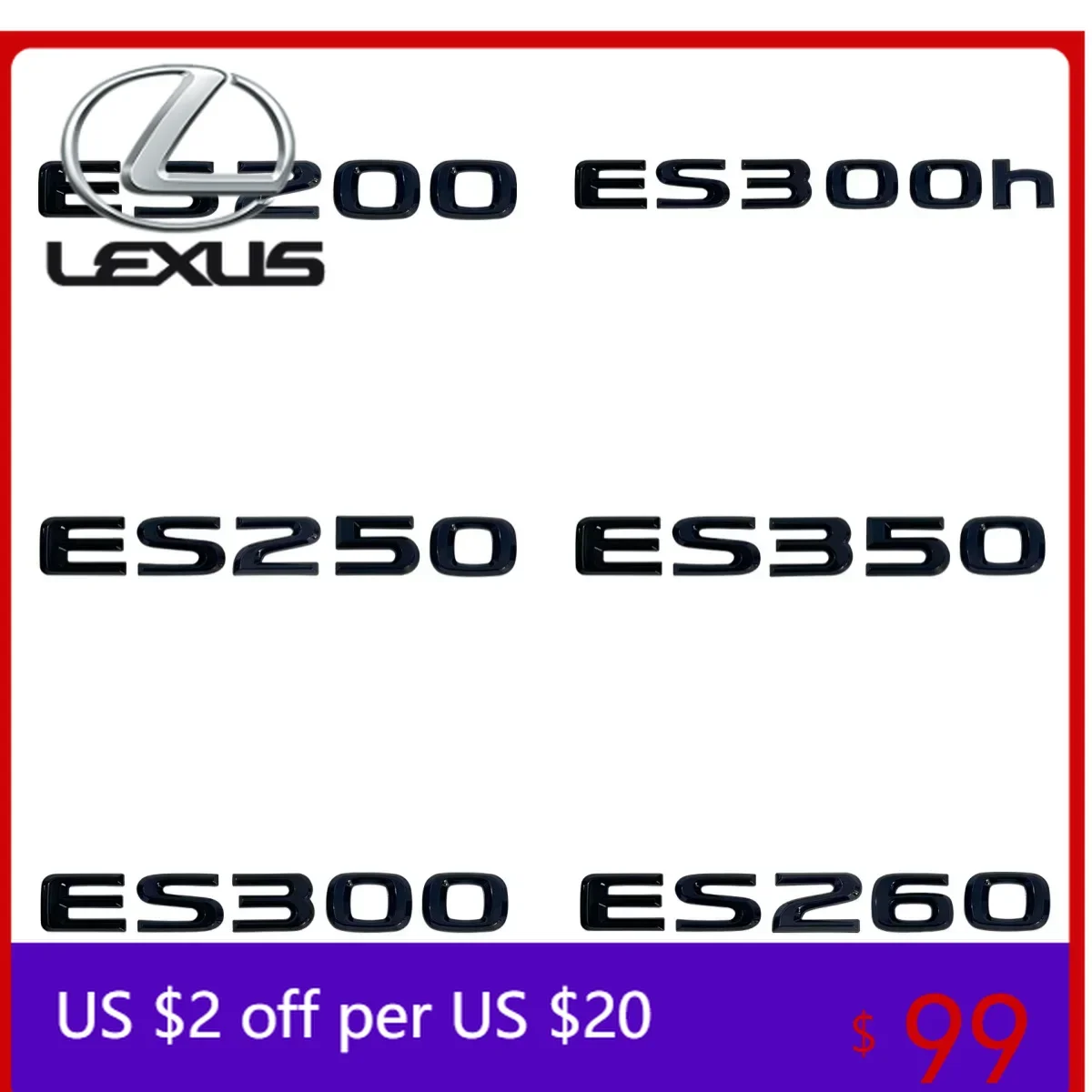 

Декоративные металлические наклейки-буквы для заднего значка Lexus ES260 ES200 ES250 ES300 ES350 ES300h