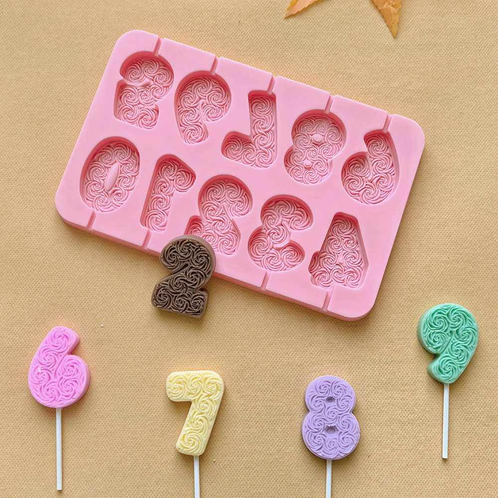 1 Stück 0-9 digitale blumenförmige Silikonform, 3D-Silikon-Süßigkeitsform, verwendet für Gummibärchen, Kuchendekoration und Backwerkzeuge