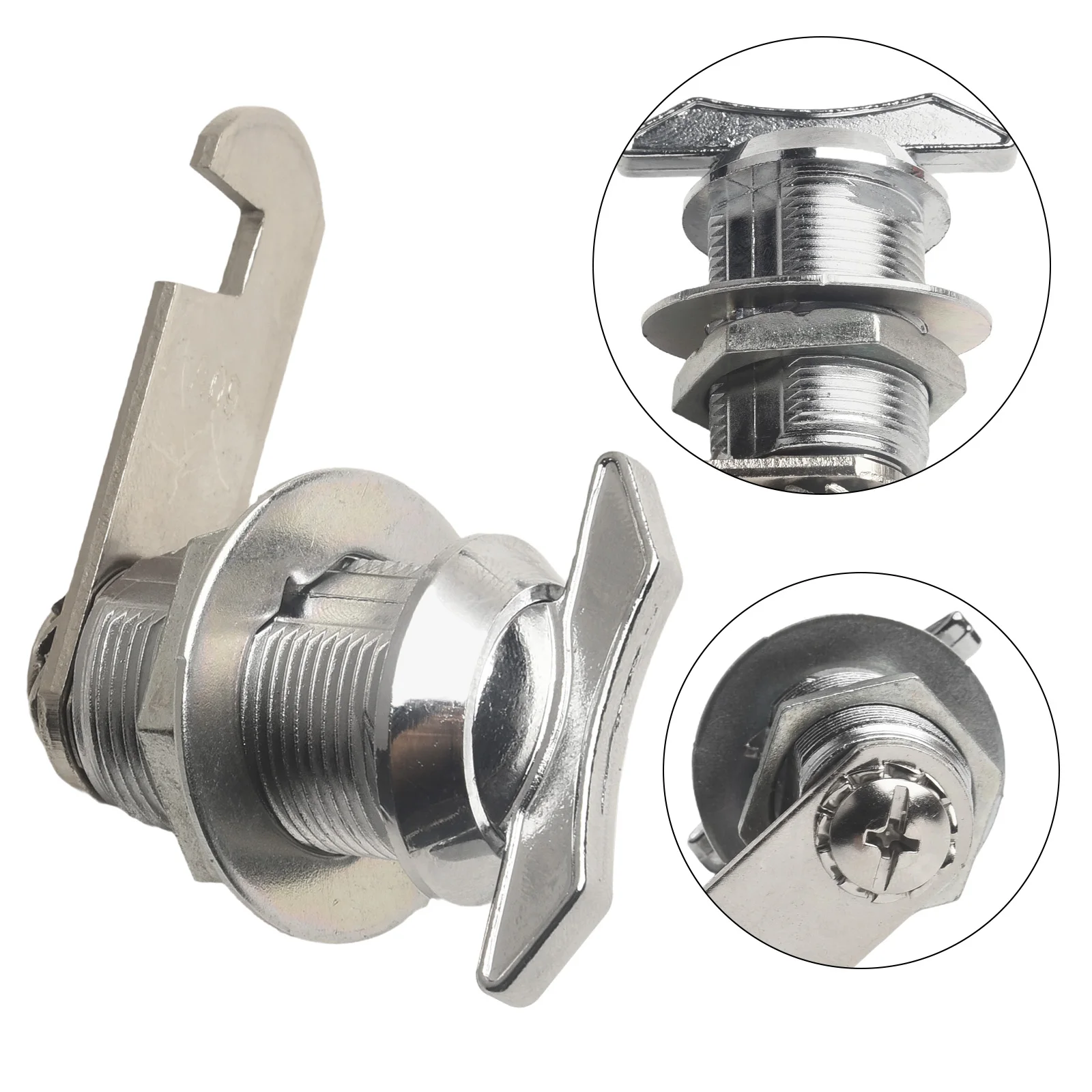 Zatrzask przedziału bagażnika Krzywka drzwi przedziału RV Chromowana Łatwa instalacja Wysoka jakość Praktyczne zastosowanie Bezpieczne