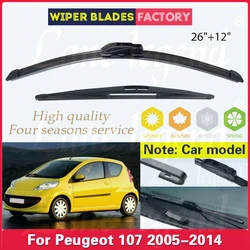 Car Front Rear Wiper Blades Set Kit For Peugeot 107 2005 - 2014 Windshield Windscreen Window Rain Brush 26