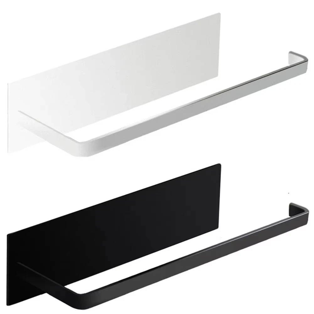 Paper Towel Holder Self Adhesive Toilet Roll Paper Holder No Punching Kitchen Bathroom Lengthen Storage Rack Grey Black White