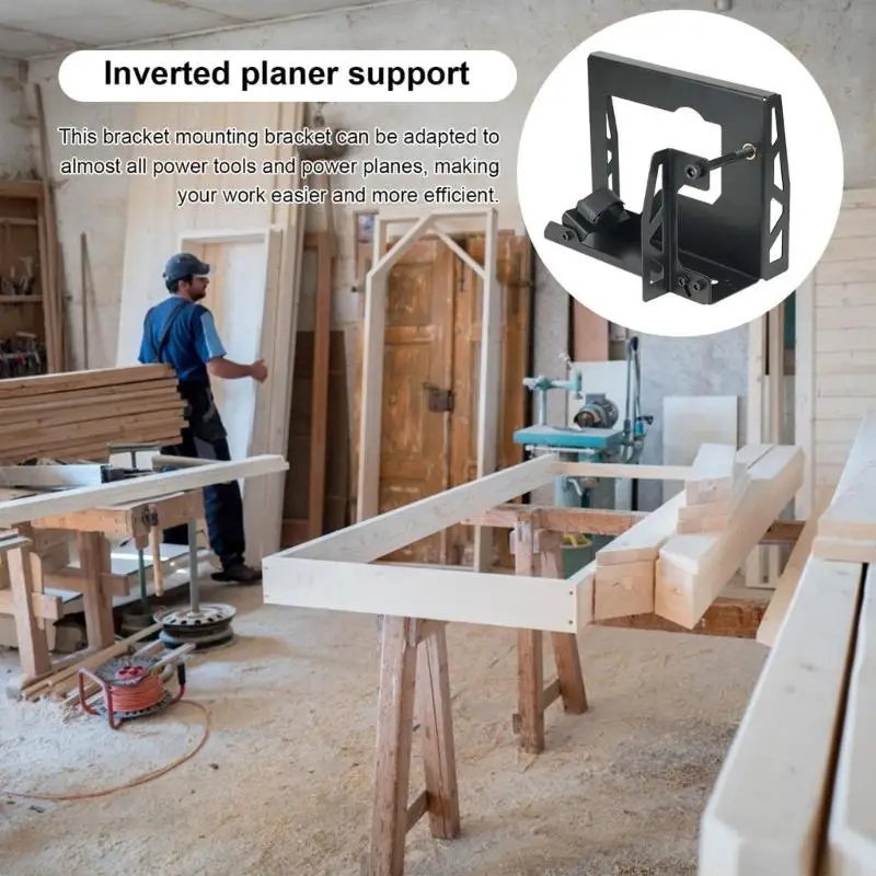 A2BE Stable Aluminum Alloy Planer Inversion Stand For Woodworking Tool Matte Black Coating Lightweight 1.3kg Compact Storage
