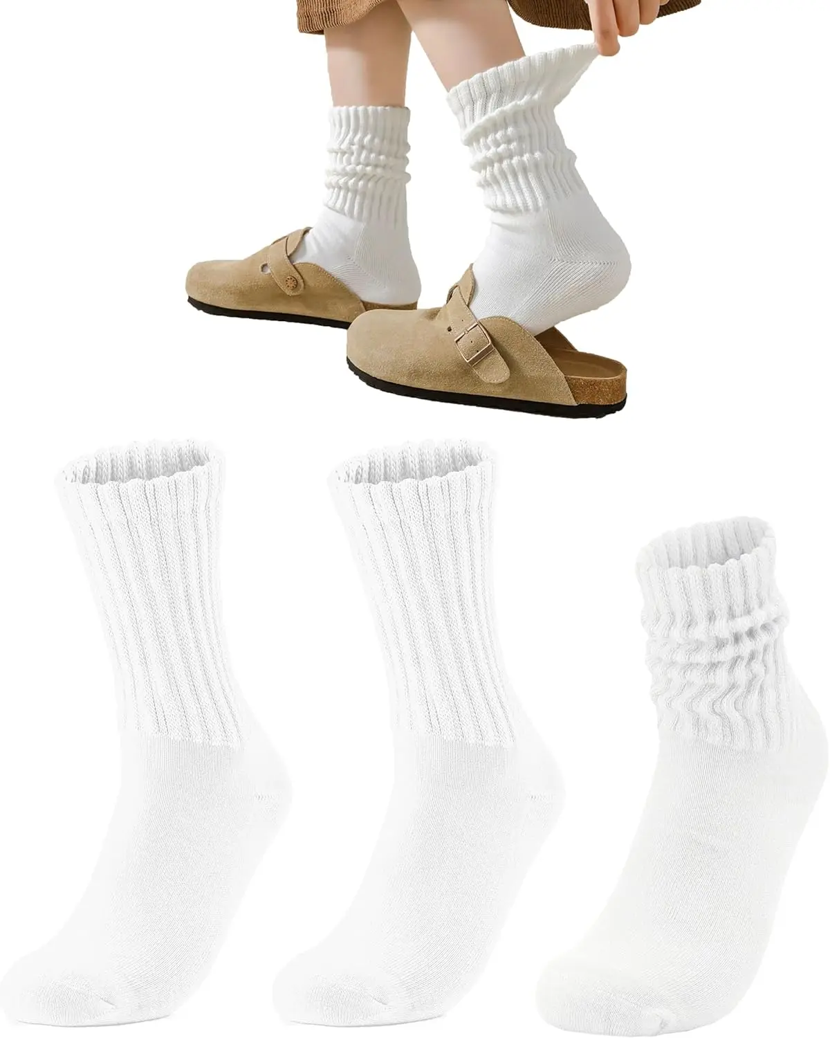 

Cozy Tie Dye Slouch Socks for Women and Men, Thick Seamless Cotton Mid Calf Winter Socks Size 6-11