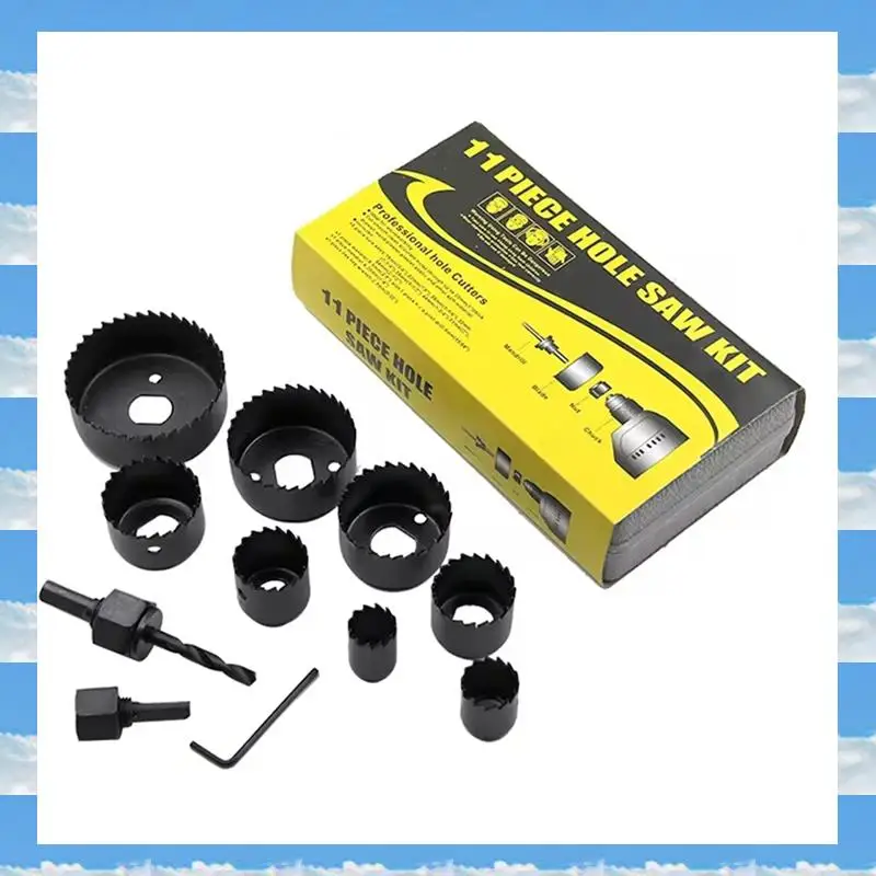 

A11I 11Pcs Hole Saw Kit Carbon Steel Metal Circle Power Drill Hole Cutter For Wood PVC And Plastic