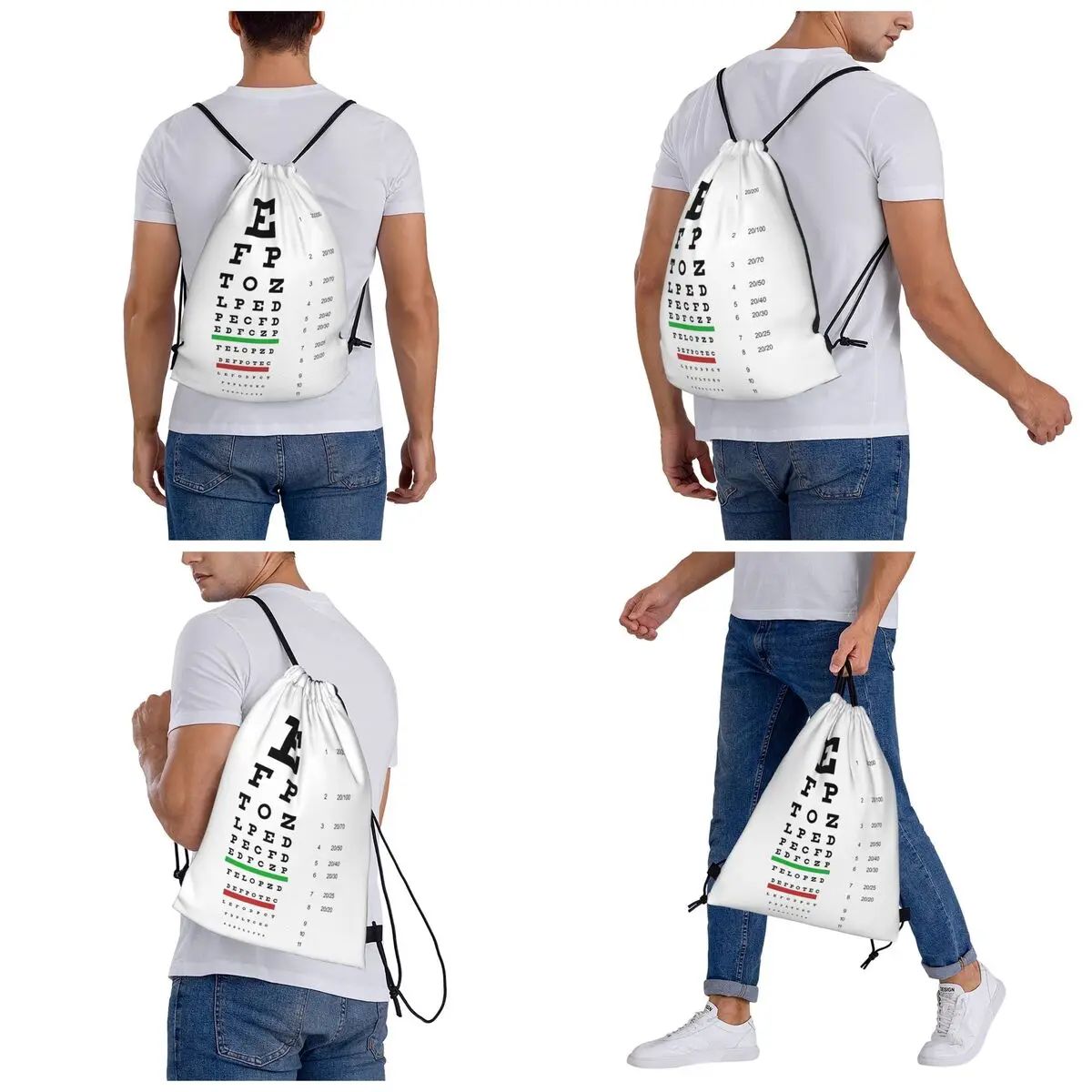 Geek Snellen Eye Test Letter Chart Ophthalmologists Backpacks Portable Drawstring Bags Sundries Bag Book Bags For Travel School