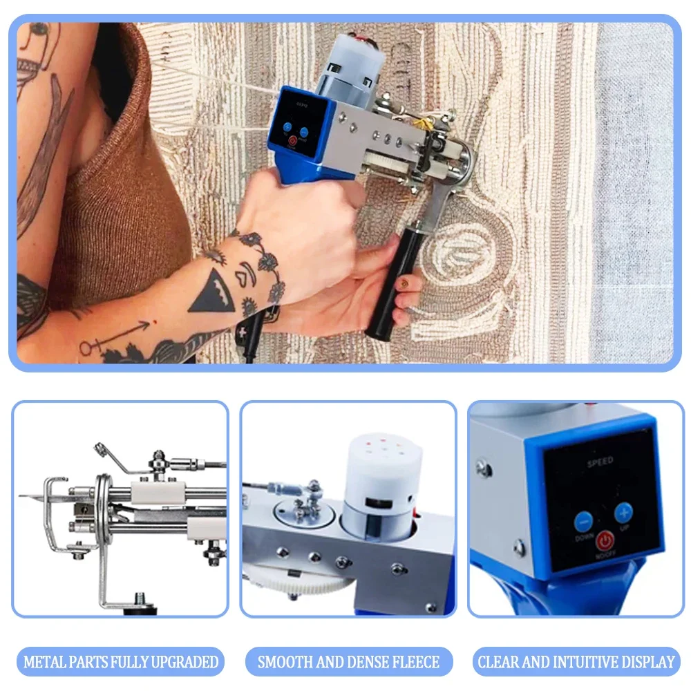 Neue blaue Digitalanzeige Tufting-Pistole 2-in-1 Schnitt- und Schlingenflor DIY-Werkzeuge Elektrische Teppichwebmaschine Beflockungsmaschine – Detail 1