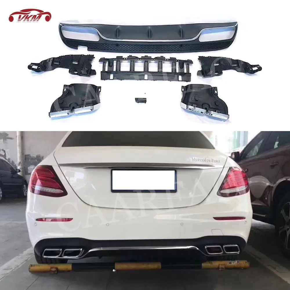 

PP Rear Bumper Lip Diffuser with Exhaust Tips for Mercedes Benz C Class W205 C200 C220 Sedan Change to C63 AMG look 15-18 Sport