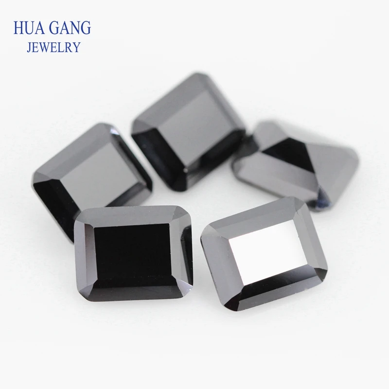 Preto Natural Spinel Loose Gemstone, Forma Octangle, DIY Fazer Jóias, Tamanho 5x7mm ~ 10x14mm