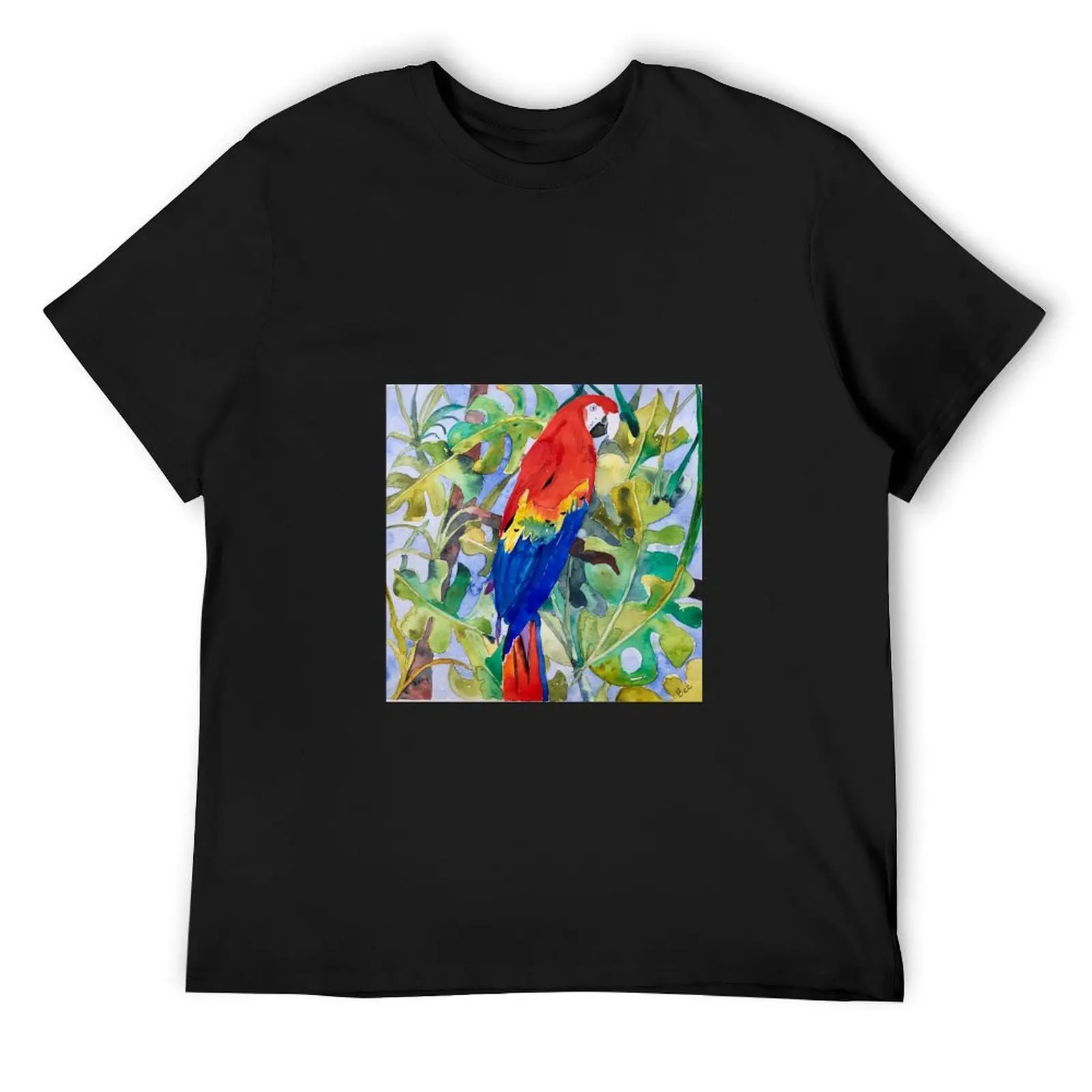 Parrot in watercolour T-Shirt street wear sports fans man t shirt blanks Men's t-shirts