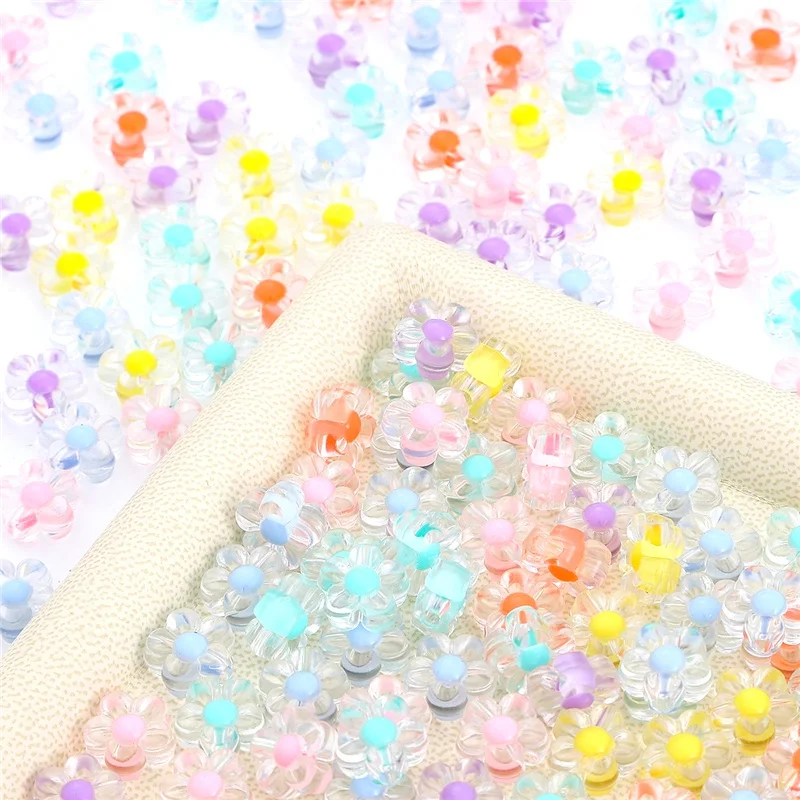 50pcs/Lot Transparent acrylic flower beads scattered beads DIY jewelry accessories hand woven bracelets bead materials