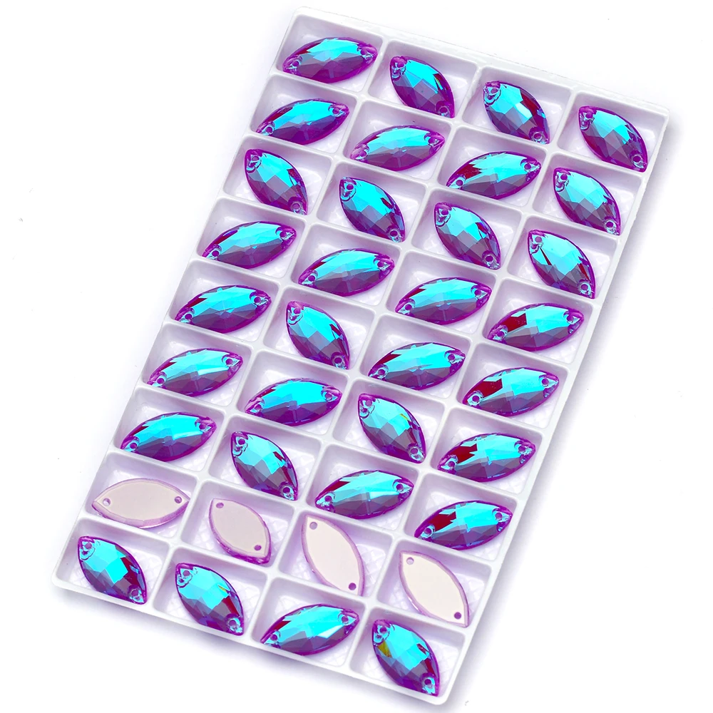 Neon K9 Navette-förmige Strasssteine mit abgeschrägten Kanten, Hochzeitskleid-Accessoires, aufnähbare Zierkristalle – Detail 20