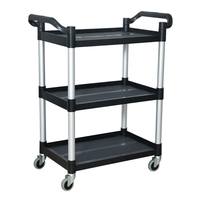 

Restaurant Catering Supplies Black Utility Serve Cart Plastic Serving Food Trolley