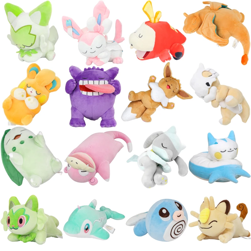 pokemon-sono-charizard-sylveon-sprigatito-fuecoco-brinquedos-de-pelucia-dormir-poamo-eevee-gengar-cubone-furret-peluche-bonecas-presentes-criancas