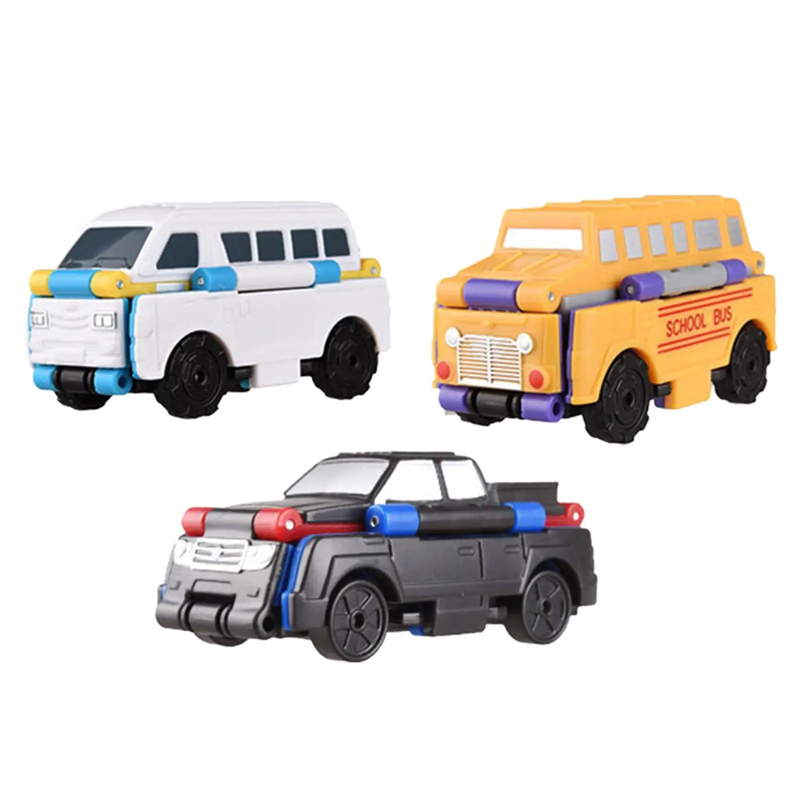 3 Pieces Transformable Cars Deformation Car Anti Reverse Car Toy for Reward Enlightenment Decoration Gifts Education Props