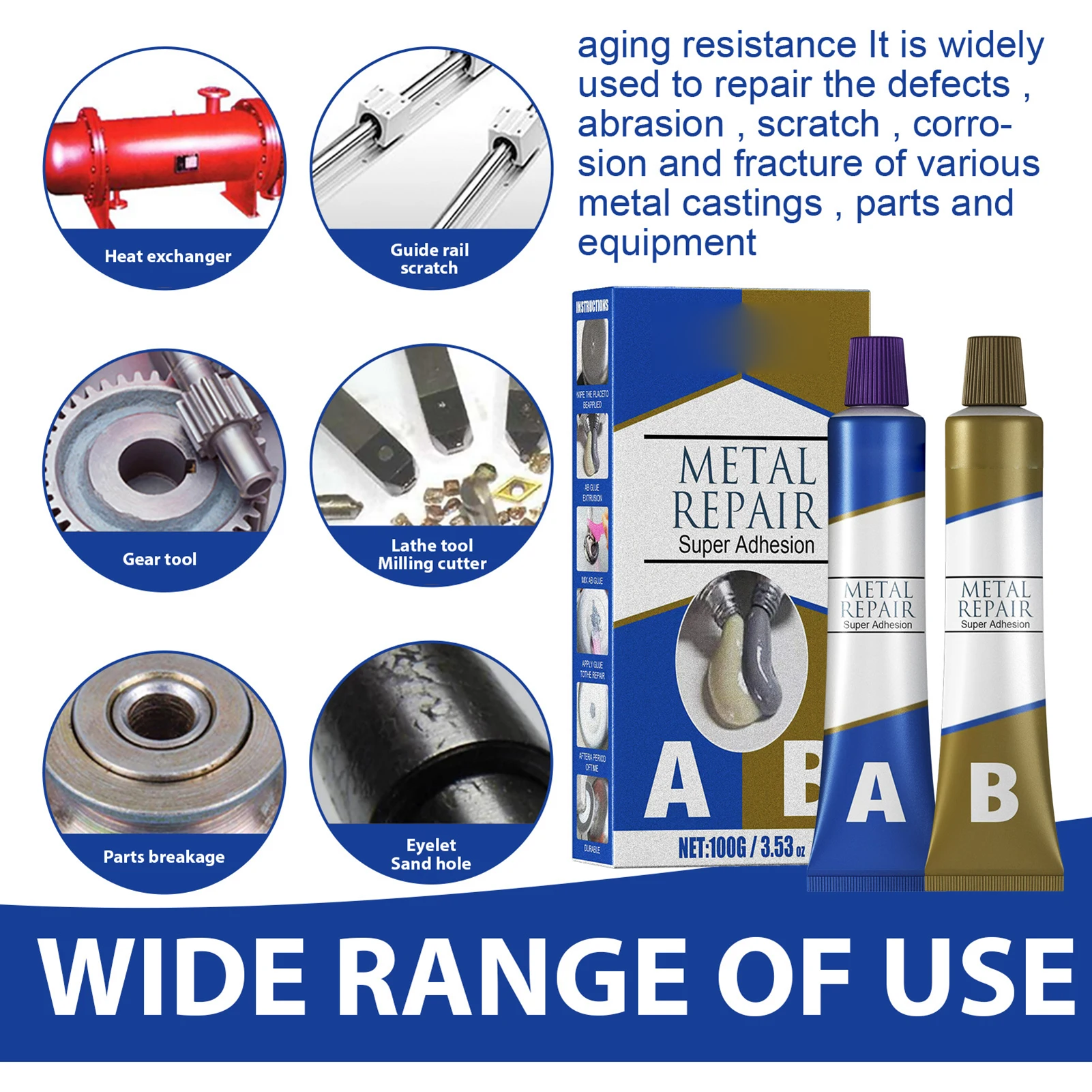 Defect Welding Repair AB Adhesive Waterproof Insulation Aging Resistance Glue for Fuel Tanks Bumpers Reflectors