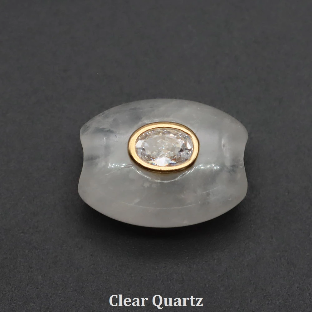 Barrel Shape Natural Stone Beads Inlaid Zircon Big Hole Loose Spacer Bead For Diy Jewelry Accessories 20x15mm image 3