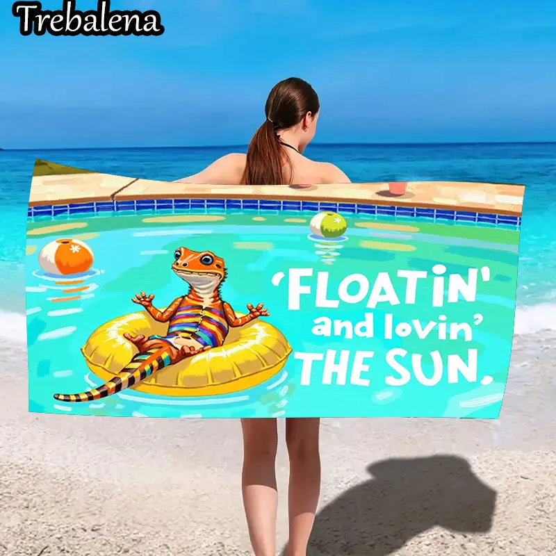 

30*60inch Ultra-Soft Beach Towel with Beach Towel Lizard Floatin Lovin The Sun Summer Fun