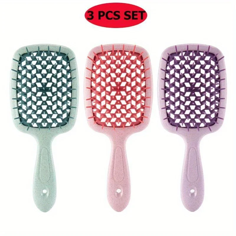 3 PCS Detangling Hair Brushes: Scalp Massage Comb,Salon-Grade Tools for Normal Hair Types - ABS Handles&Plastic Brush Heads view 6