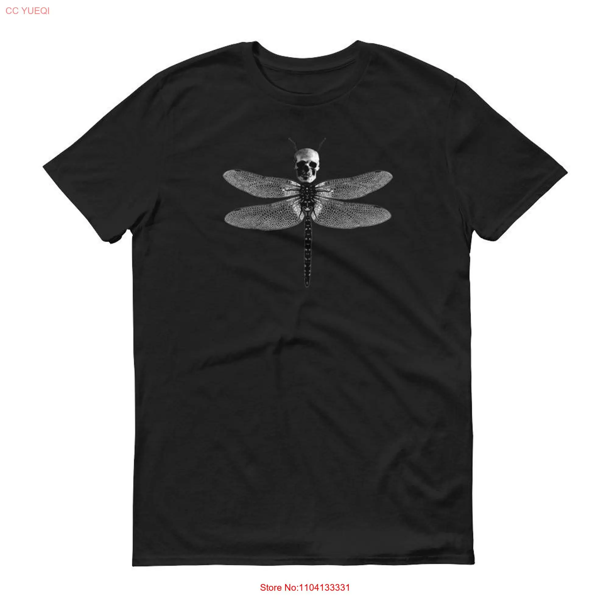 Surreal Dragonfly with skull Gothic  T Shirt long or short sleeves