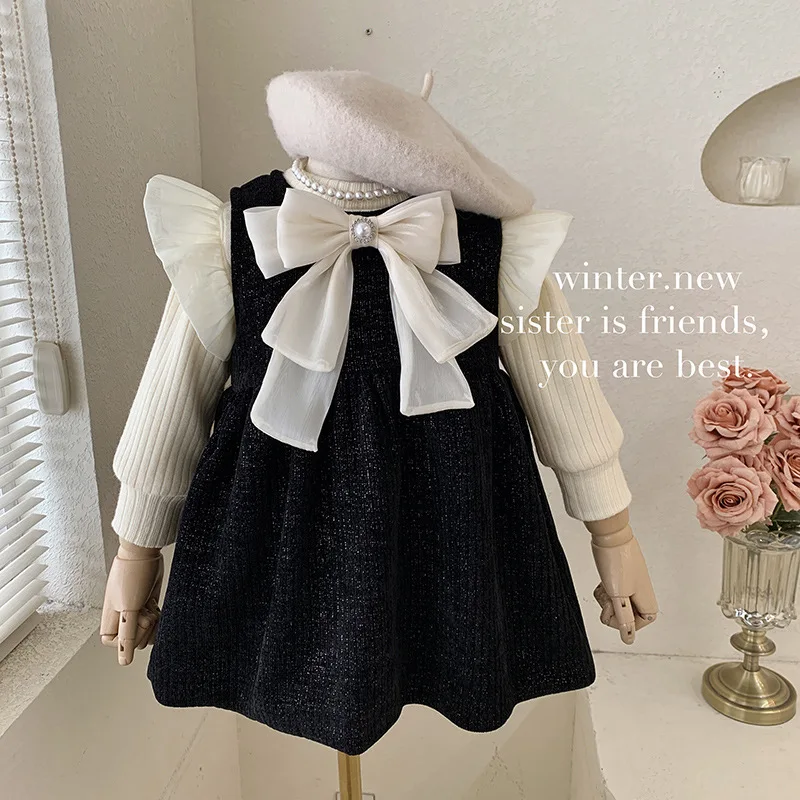 

Girls' Winter Dress2025New stylish fleece-lined autumn dress baby birthday gown princess dress