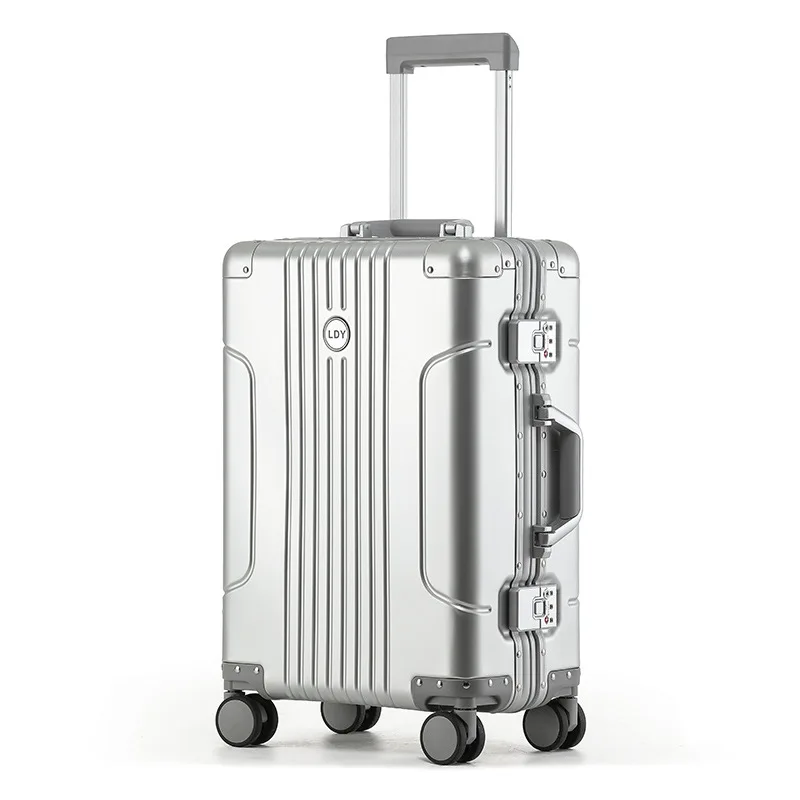 All Aluminium Magnesium Alloy Travel Suitcase with TSA Combination Lock and Swivel Wheels Carrier 28-inch Metal Carry-on Luggage