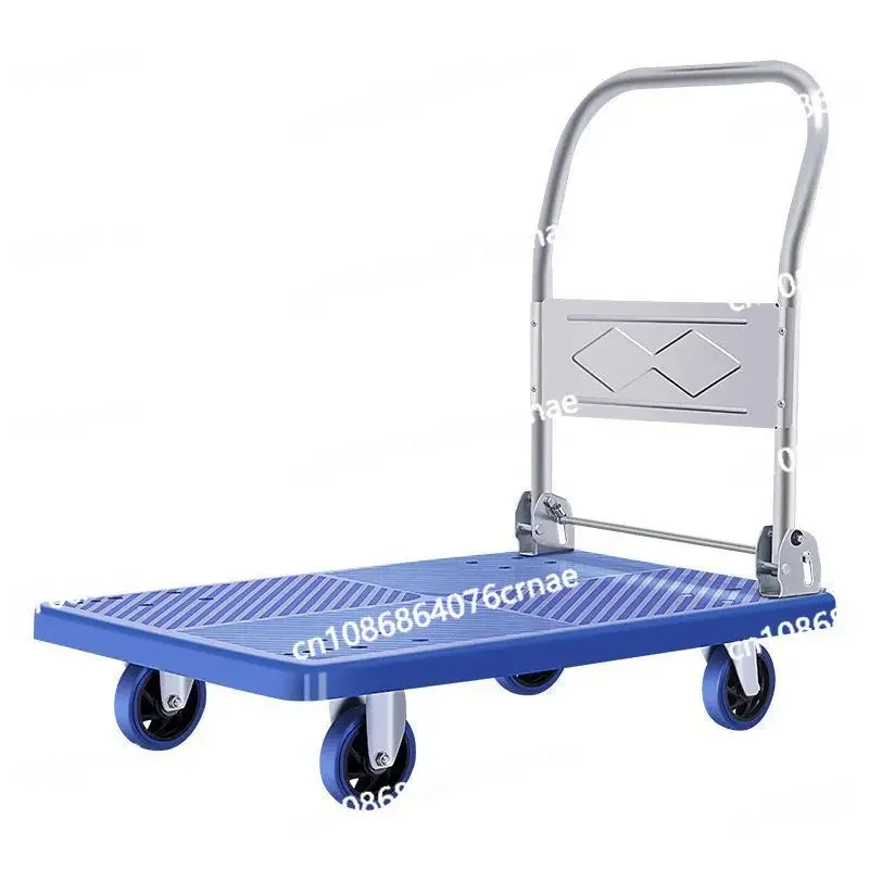 Thickened Folding Silent Trolley Supermarket Pulling Goods Flat Car Carrying Trolley Tool Cart Trailer.