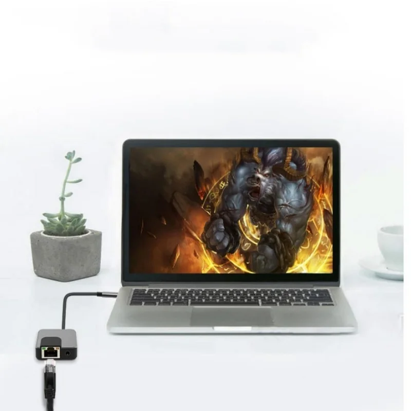 Cdragon Converter 3 in1 Type c To 3.5mm Audio with 1000mbp Rj45 network PD 3.0 Fast Charger For Gaming Phone and Tablet