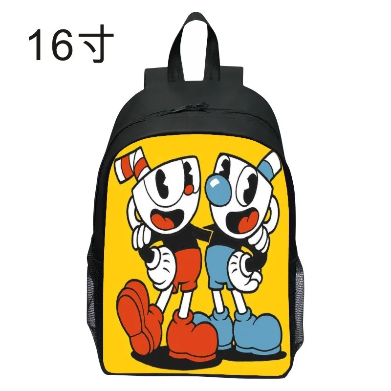 新しいプリントティーカップヘッド Cuphead パターンバックパック漫画 12 年生軽量バックパックワンピースドロップシッピング