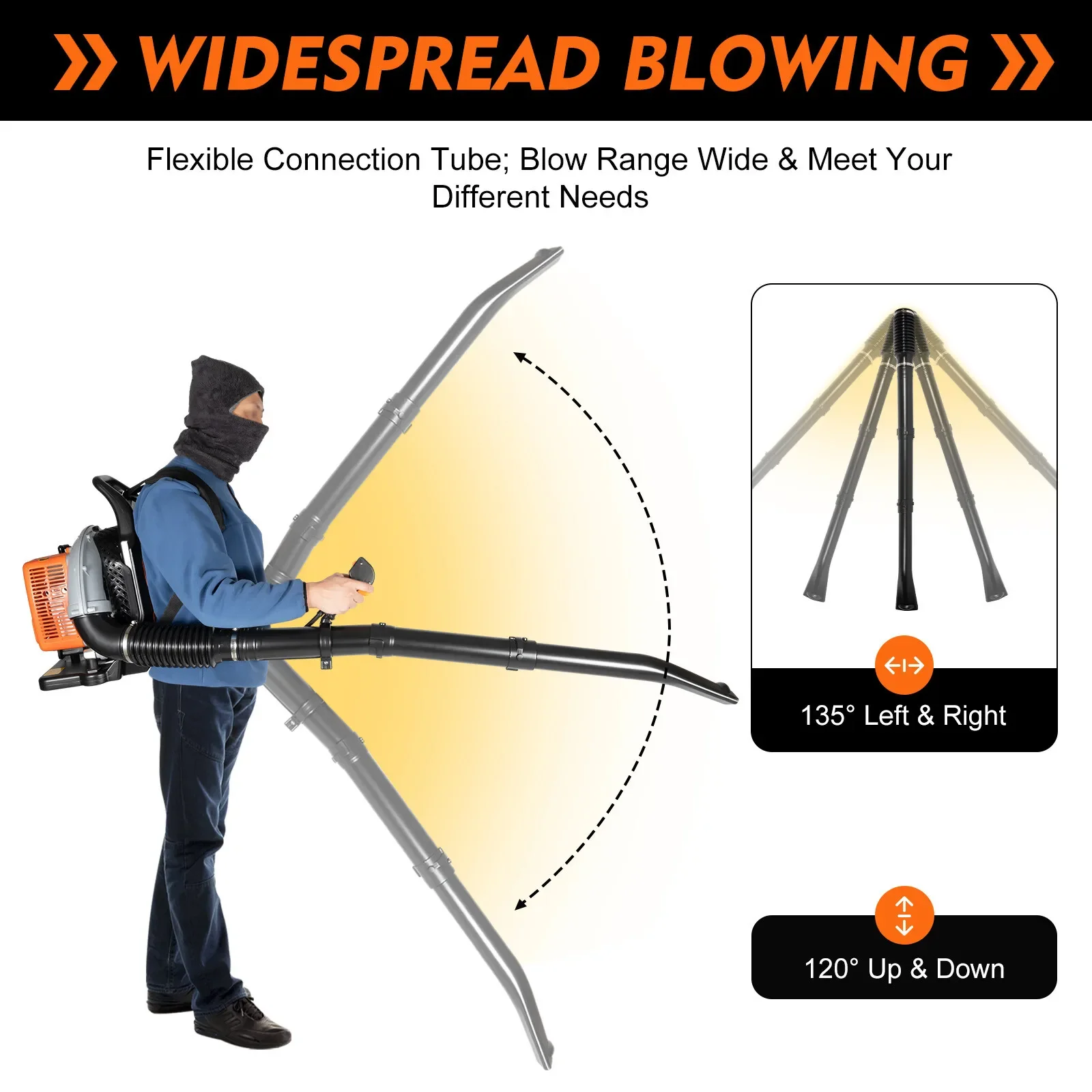 63CC 2-السكتة الدماغية البنزين على ظهره منفاخ أوراق الشجر ساحة الحطام الأنظف 6800 دورة في الدقيقة 2.7 كيلو واط خفيفة الوزن تبريد الهواء للثلج في الحديقة في الهواء الطلق #3