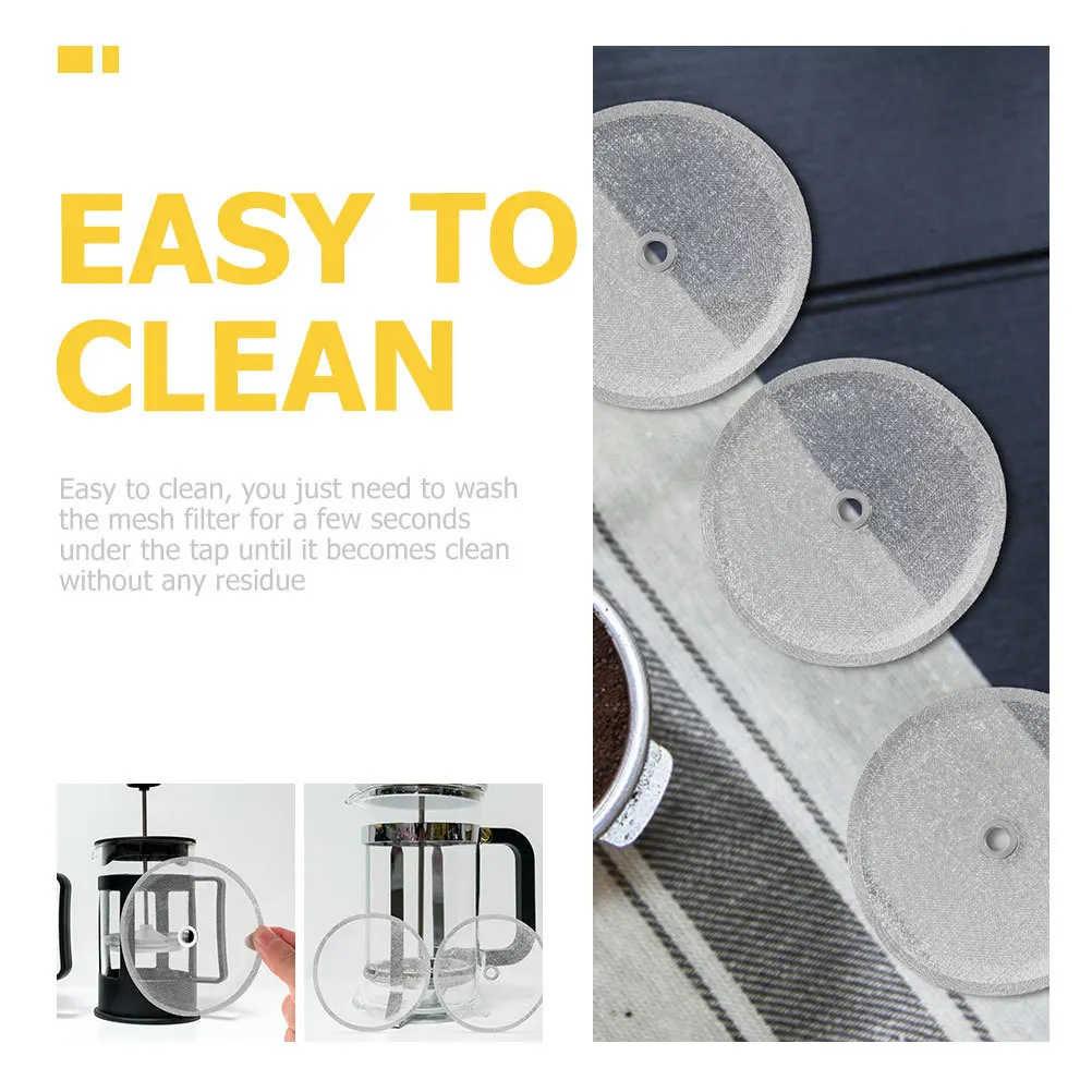 

6Pcs Coffee Filters Stainless Steel Espresso Mesh Screen Reusable Press Filter for Coffee Makers Manual Brewing